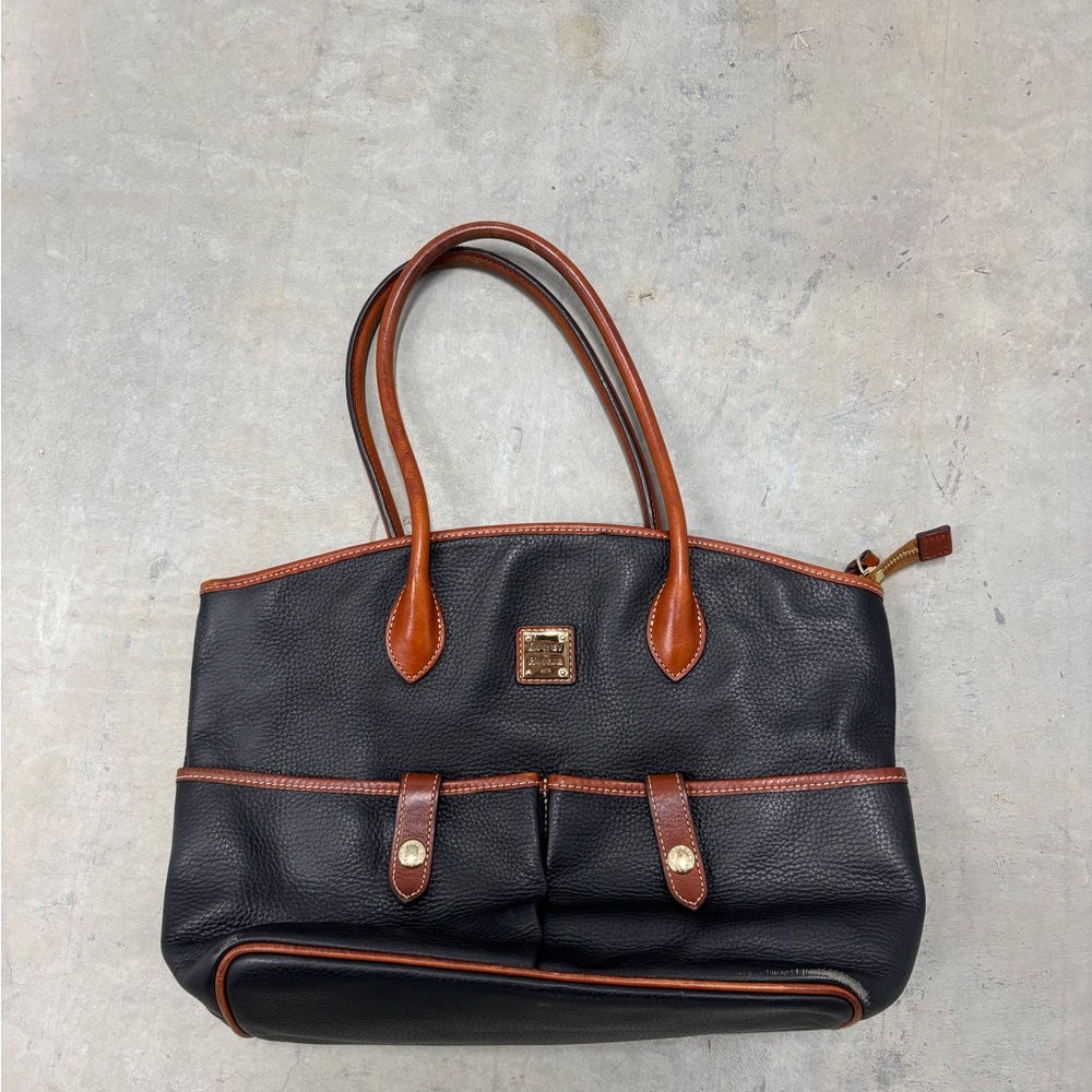 Dooney & Bourke Black Leather Shoulder Bag With‎ Red Interior
